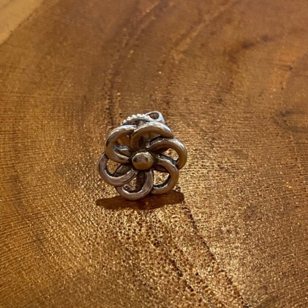 SINGLE Retired James Avery Flower Pinwheel Ear Stud Earring, Sterling Silver